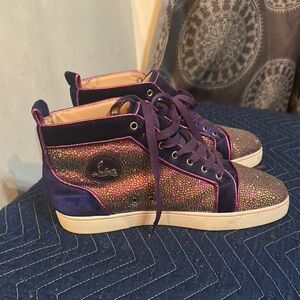 Christian Louboutin Purple and Silver High-Top Sneakers